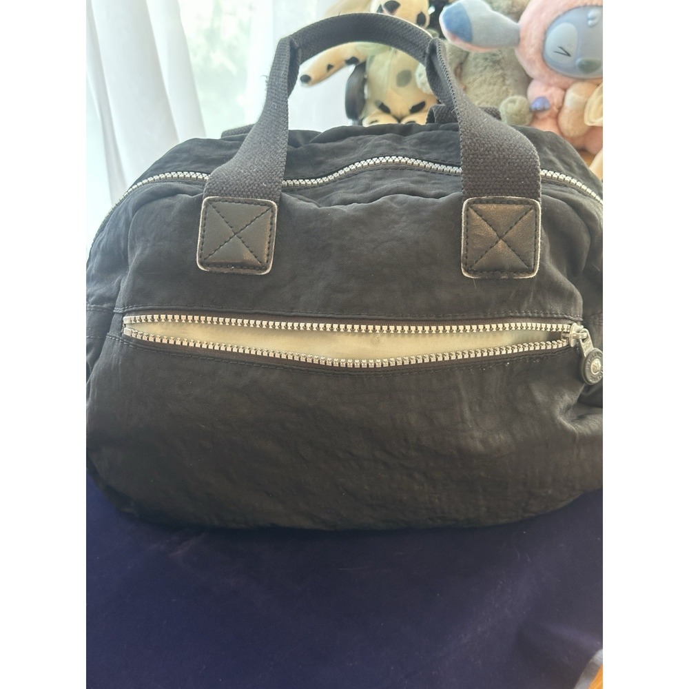 Kipling black nylon crossbody shoulder bag multi-pocket organizer monkey charm - Picture 8 of 15